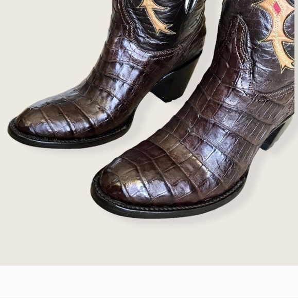 RARE Frye LIMITED EDITION Jennifer Estes Floral Crocodile Leather Cowboy Boot - Picture 5 of 9